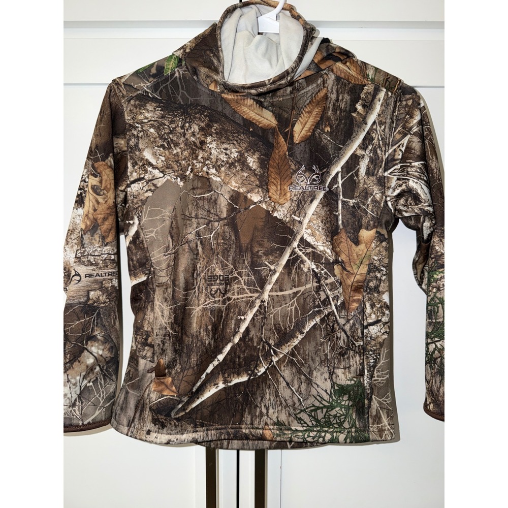 Realtree Edge Camo Hoodie Kids Medium 8 Brown Forest Camouflage Fleece Pullover
